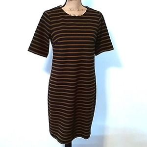 LOFT Black Striped Shirt Dress